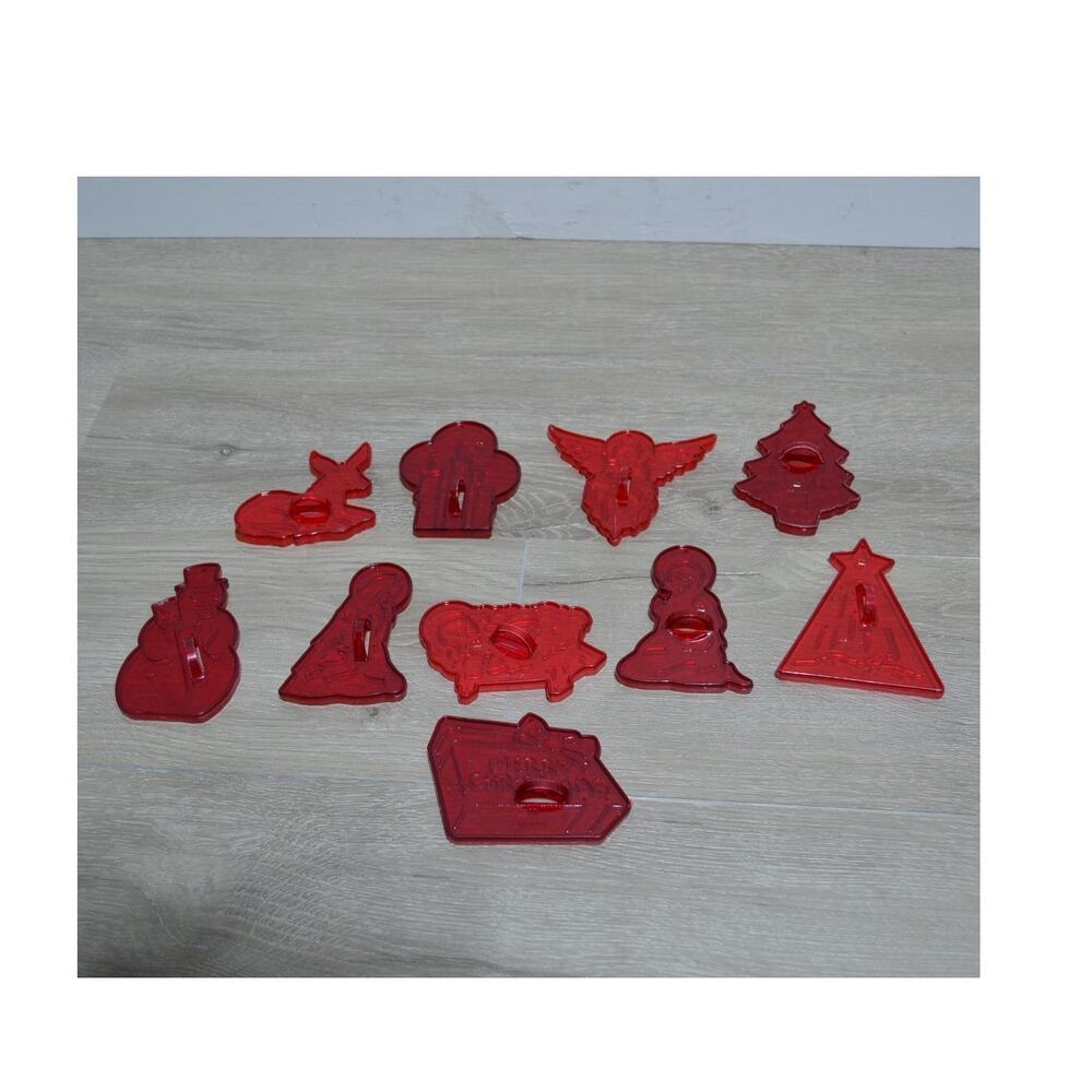Vintage HRM Red Plastic Cookie Cutters Lot of 10 Christmas Nativity Scene